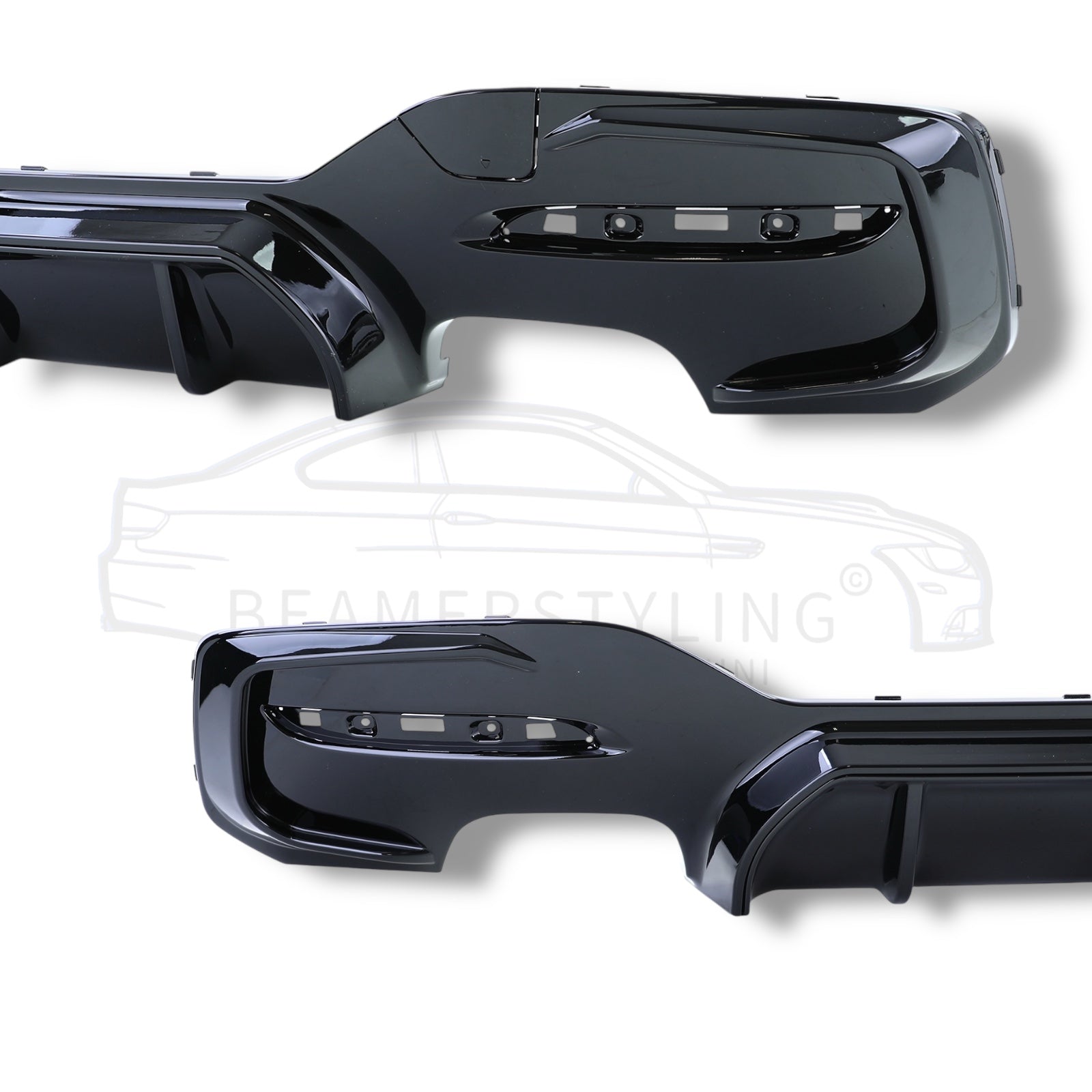 Diffuser - BMW 1 Serie F20LCI / F21LCI - M Performance Look V2 - M135I/M140I - Hoogglans Zwart | 03/2015-2019