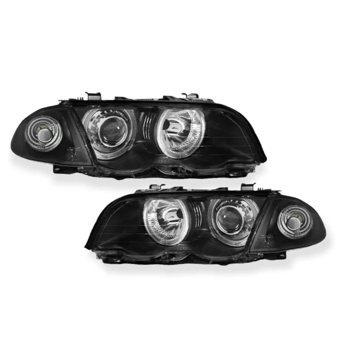 Angel Eyes Koplampen Zwart BMW 3 Serie E46 1998-2001 Sedan / Touring