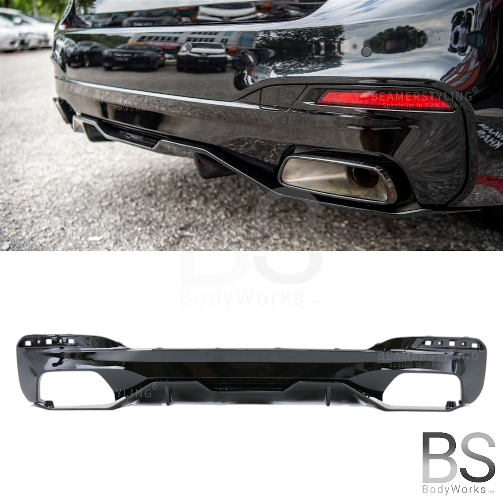 Diffuser - BMW G30 / G31 - M Performance Look - Voor 550i - Hoogglans Zwart | 17-23