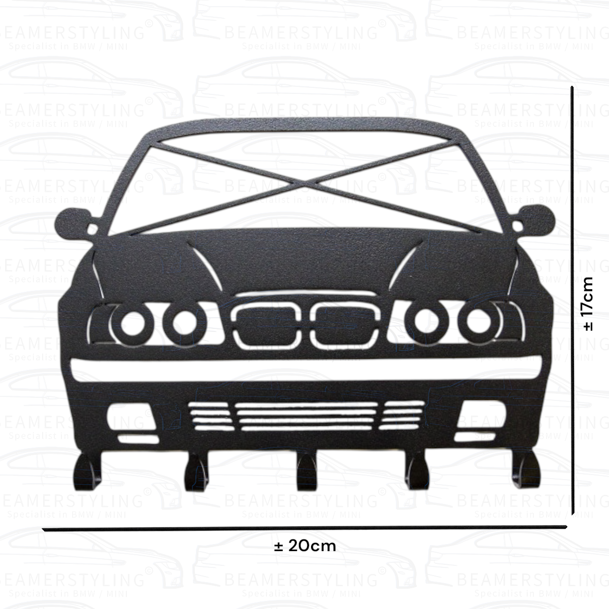 Sleutelrek - BMW E34 - Staal - Zwart | ±20x17cm