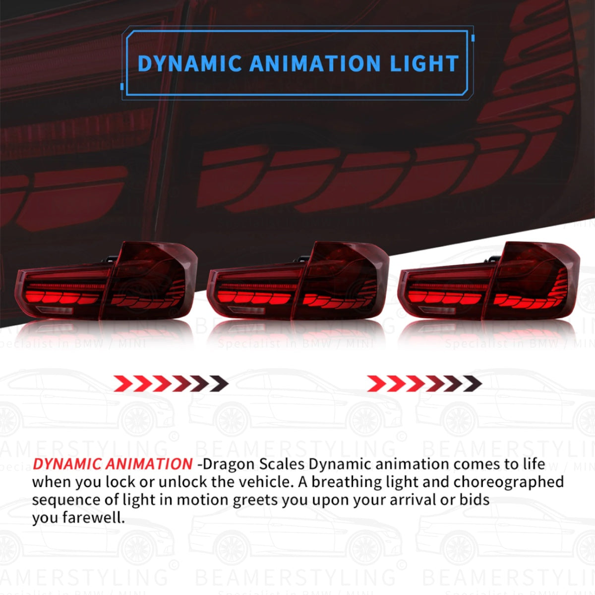 OLED Tail Lights - BMW F30 & F80 - GTS Design - Red | 2011-2019