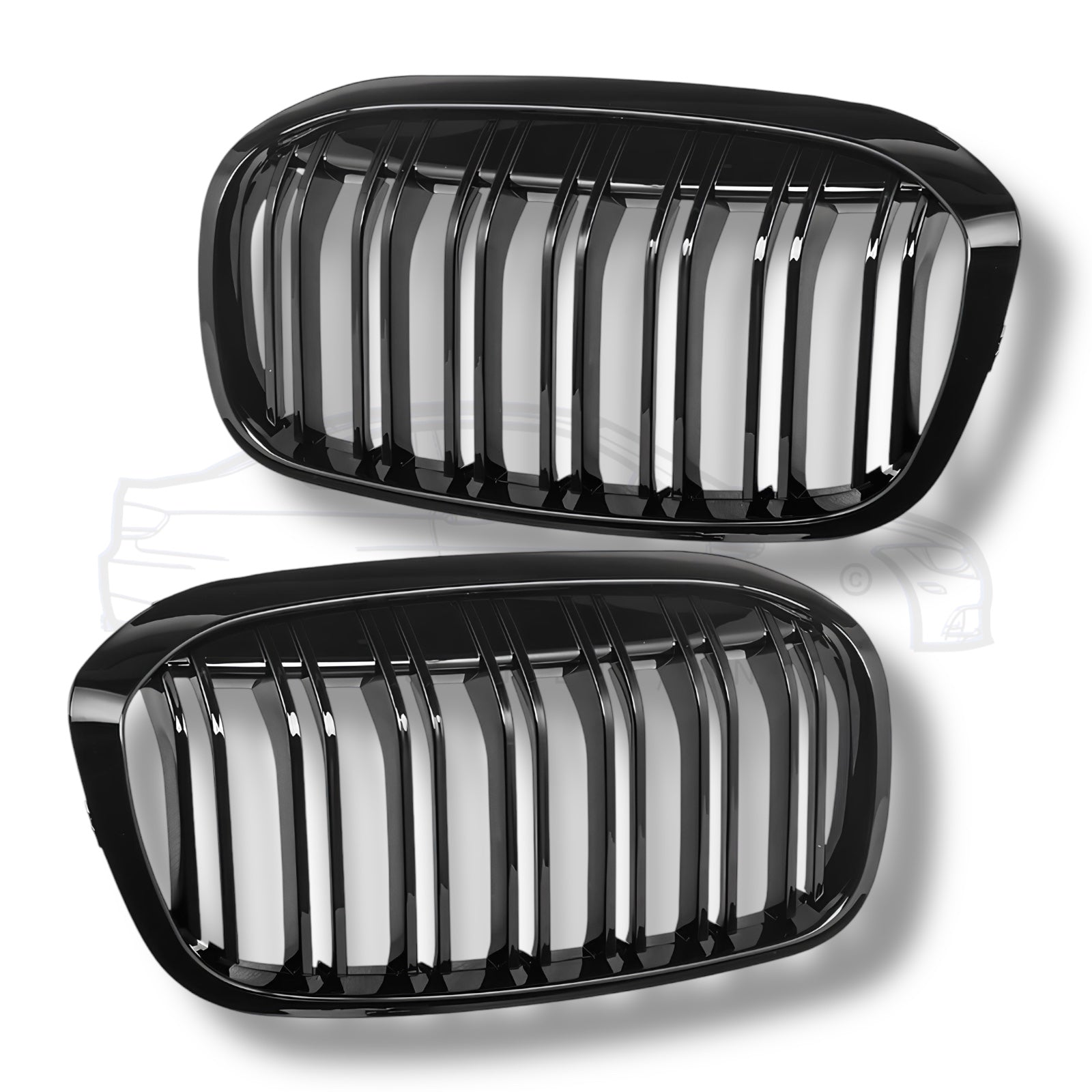 Nieren - BMW 2 Serie F45LCI / F46LCI - M Look - Hoogglans Zwart | 18-22