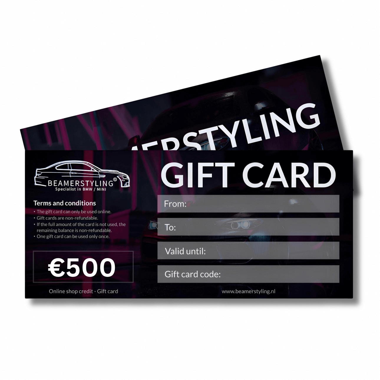 Fysieke Cadeaubon - €500 Winkeltegoed | Beamerstyling