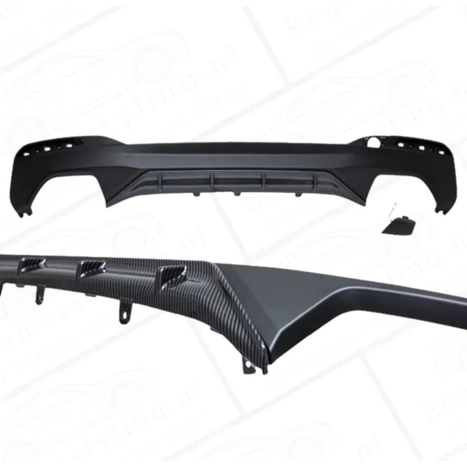 Diffuser - BMW G30 / G31 - M Performance Look - Mat Zwart Met Carbon Inzet