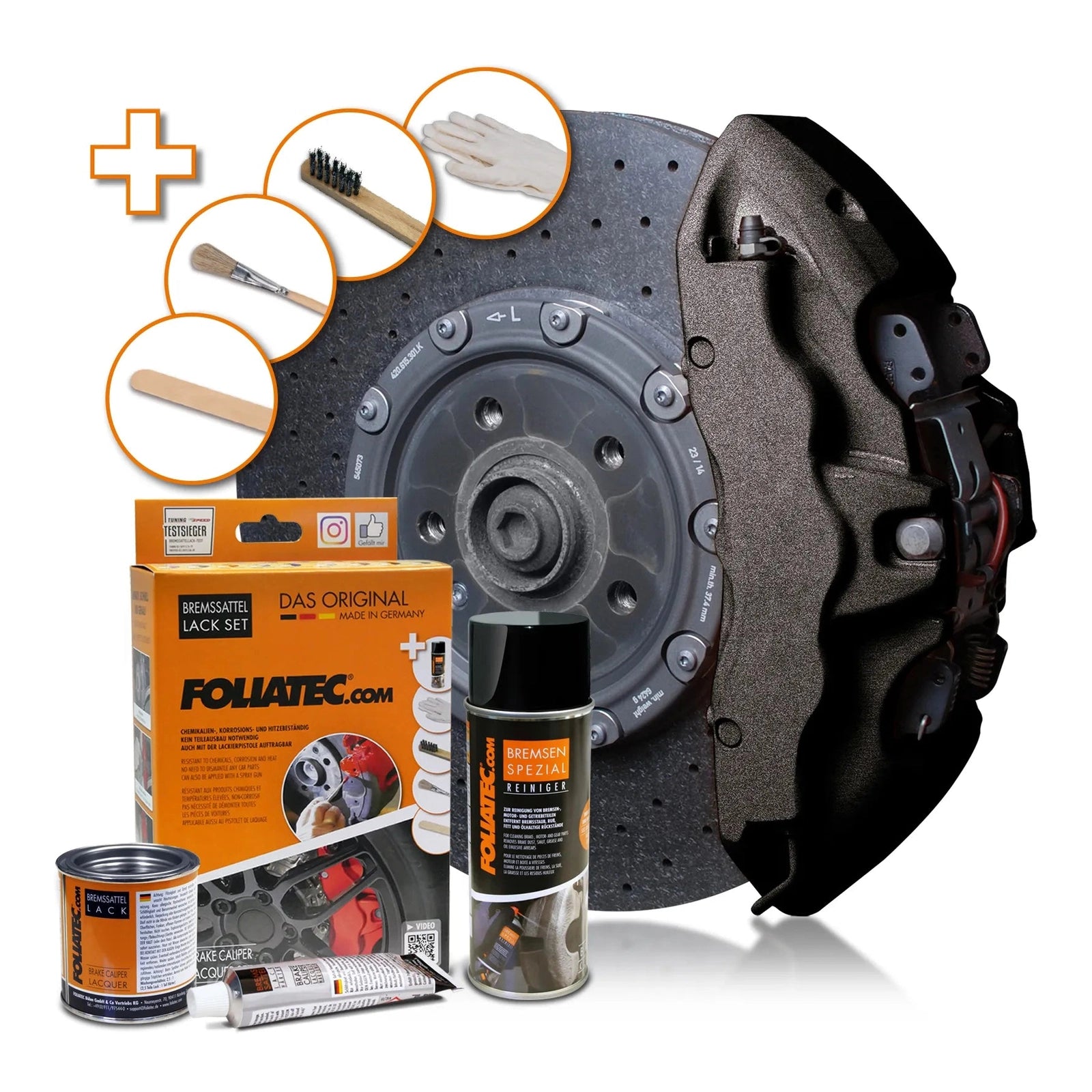 Foliatec® Remklauwverf - 3 Componenten Lak - Complete 7-Delige Kit | Carbon Metallic