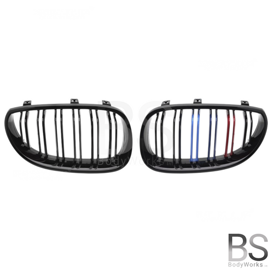 Nieren - BMW E60 / E61 - M look - M Kleuren - Hoogglans Zwart | 2003-2010