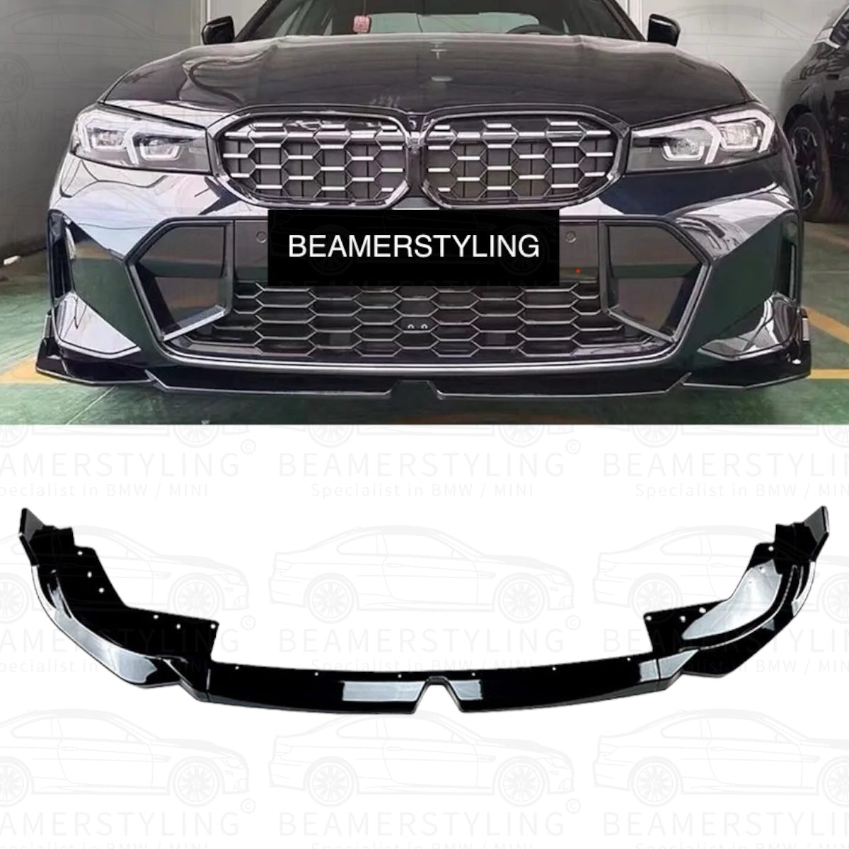 Front Lip - BMW G20 / G21 LCI - Mp Look - 3-Delig - Hoogglans Zwart | 22-