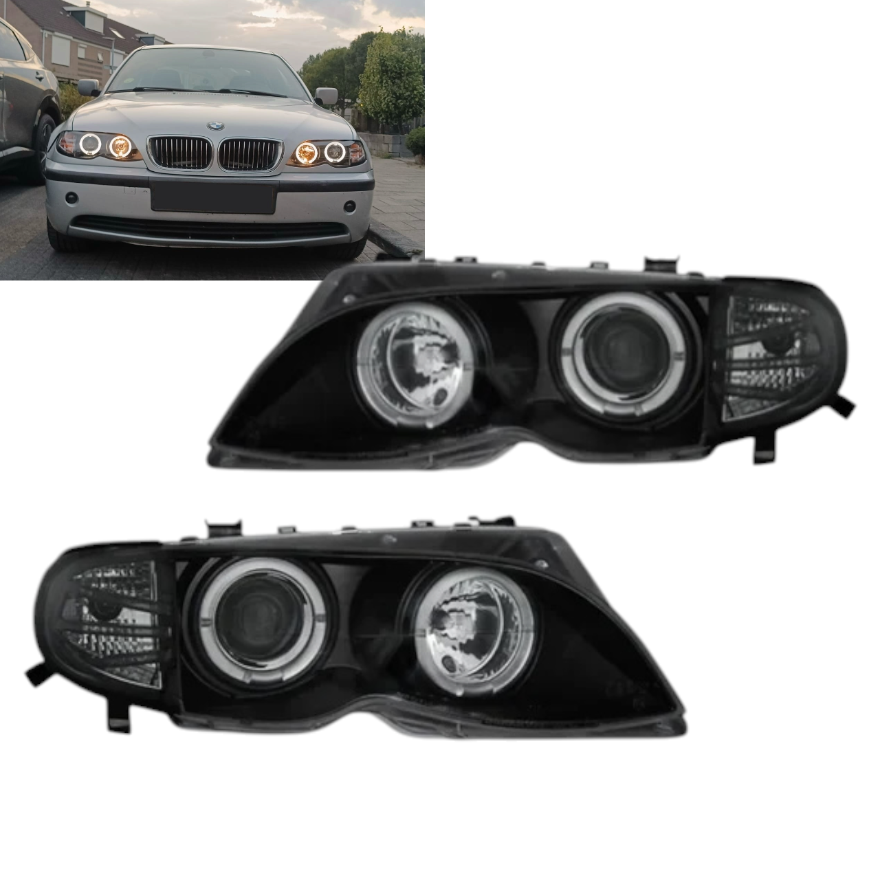 Koplampen - BMW E46 Sedan / Touring - LED Angel Eyes - H7/H7 | 2001-2005