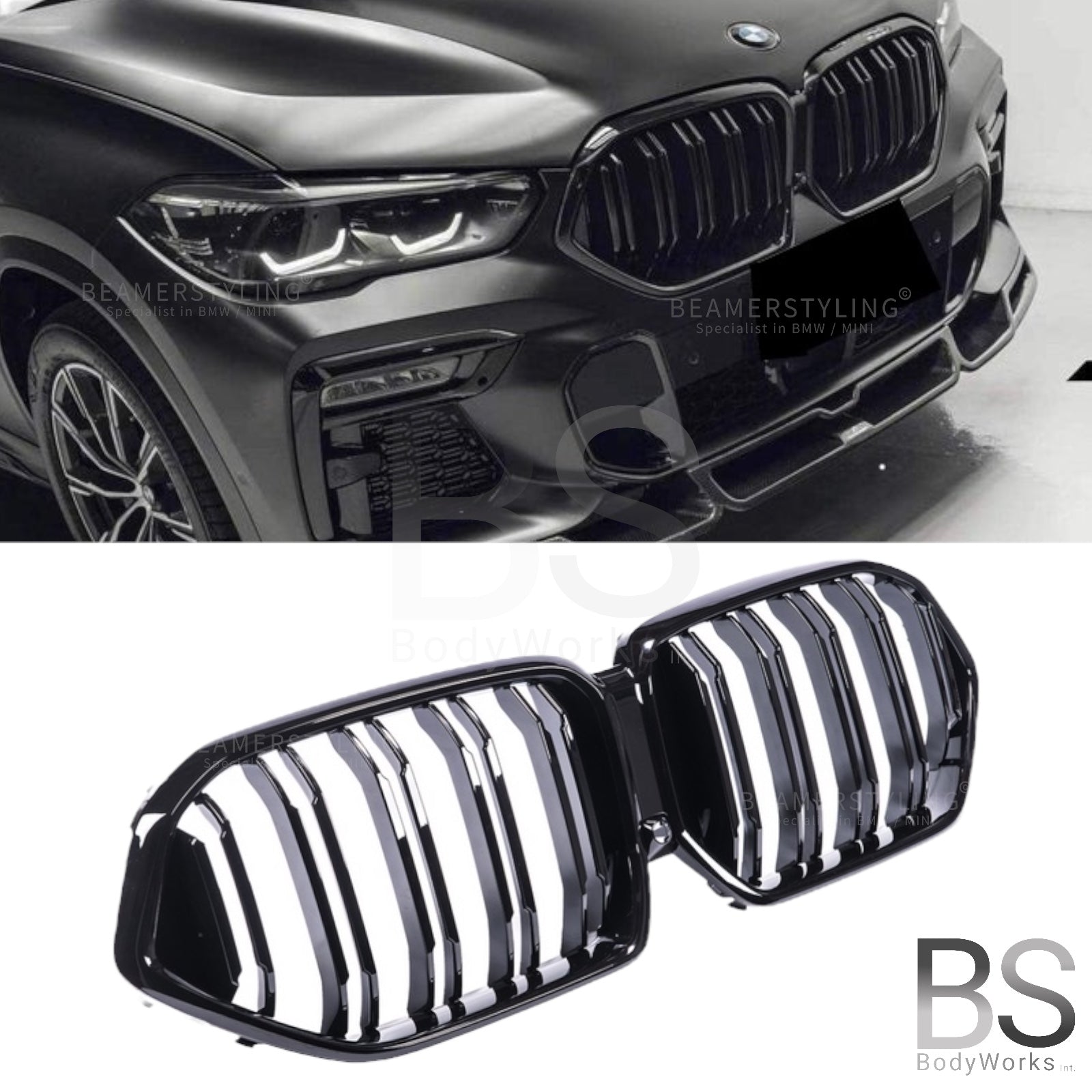 Nieren - BMW X6 G06 - M Look V2 - Hoogglans Zwart | 2018-2023