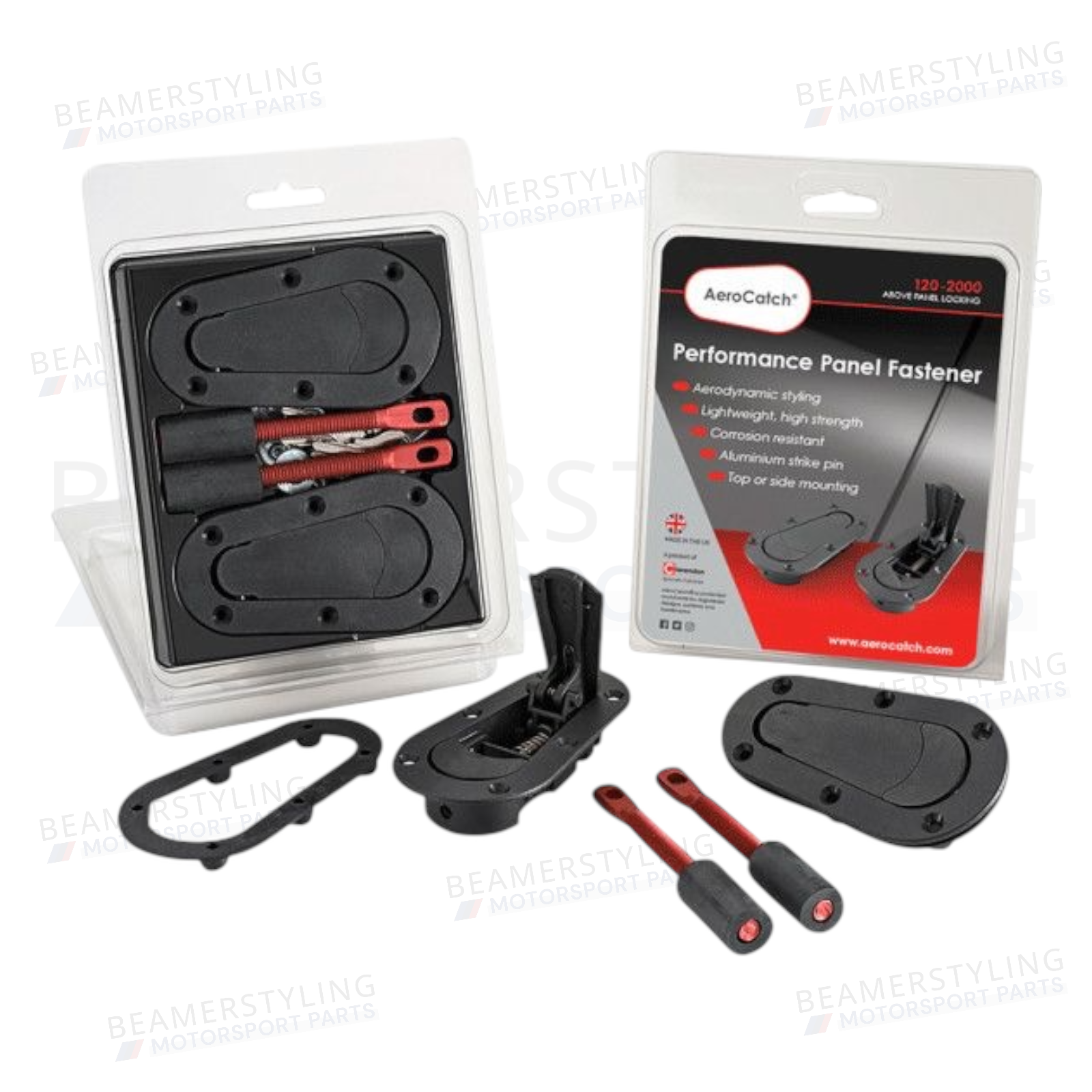 Hood Pins - AeroCatch® 120-2000 - Above Panel - Zonder slot | ABS/Aluminium