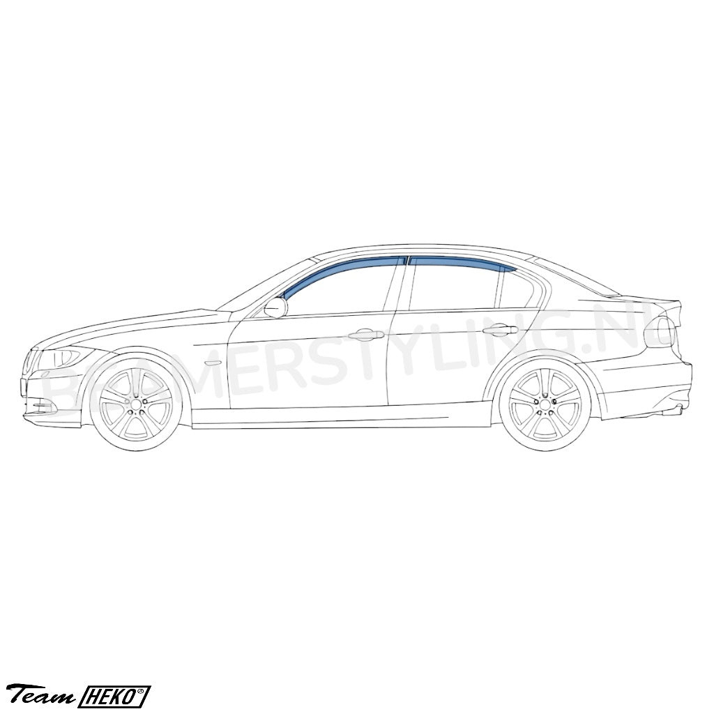 Zijwindschermen - BMW 5 Serie E60 Sedan - V + A ramen - Dark Smoke | Heko