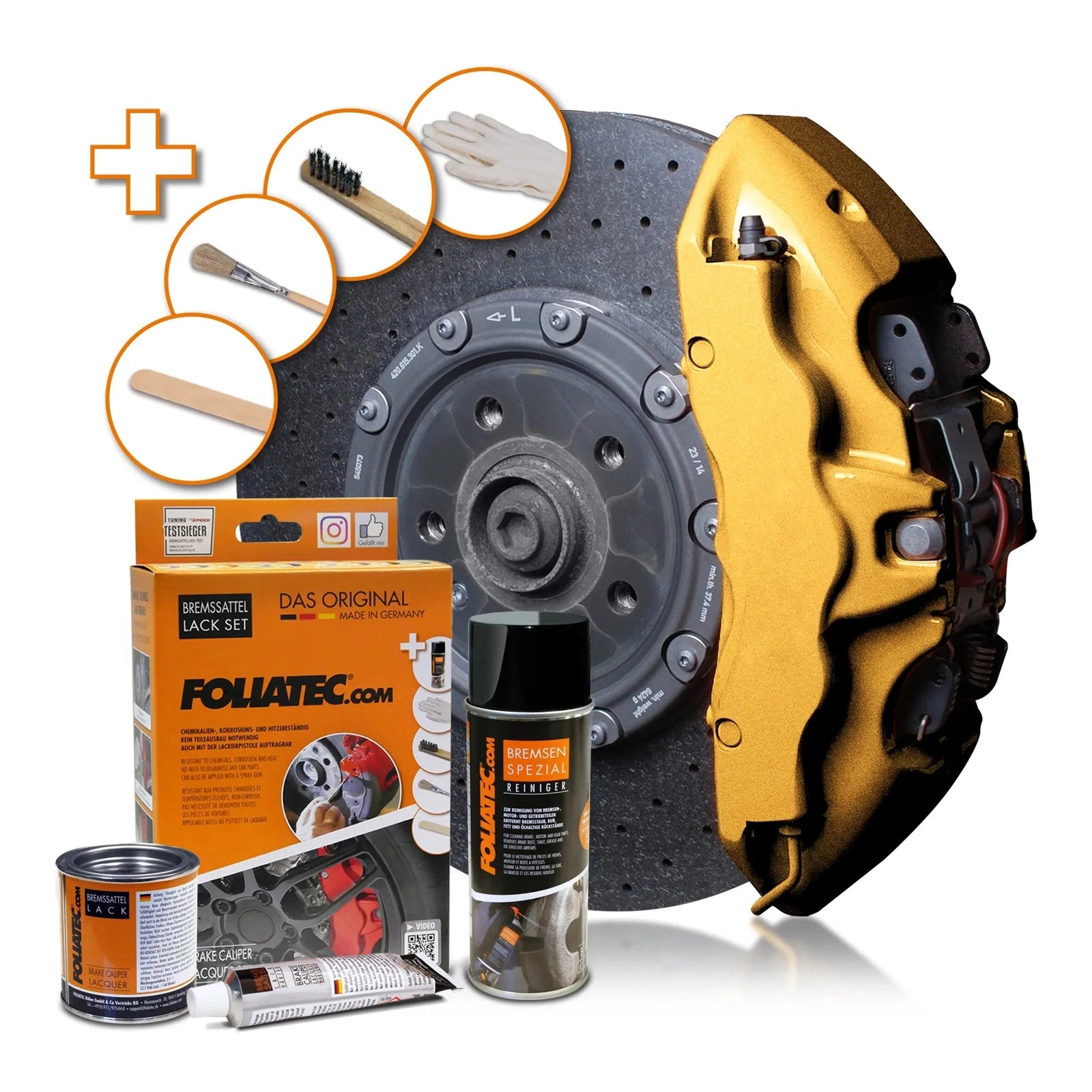 Foliatec® Remklauwverf - 3 Componenten Lak - Complete 7-Delige Kit | Prestige Gold Metallic