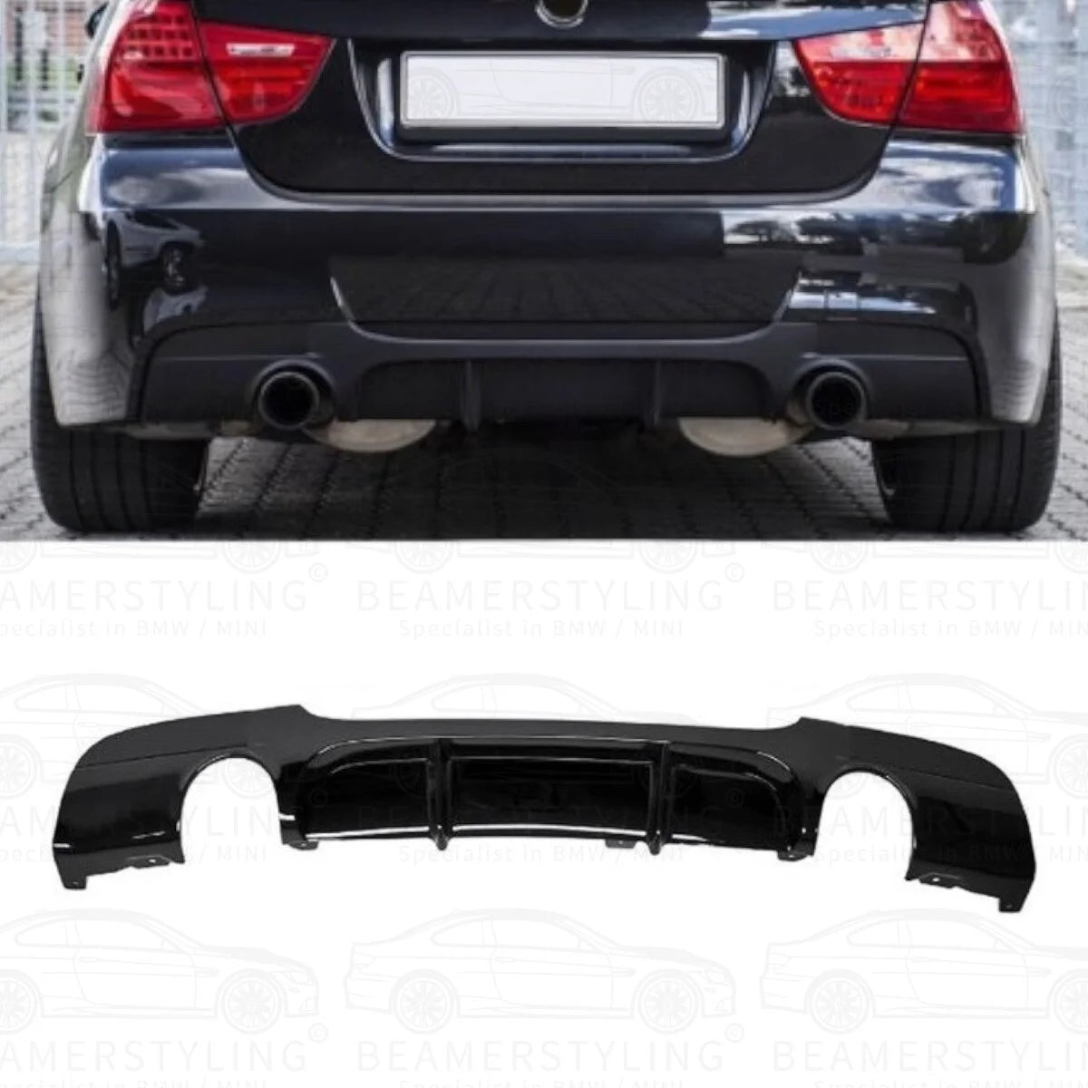 Diffuser - BMW E90 / E91 - Performance Look - 335I/D - Hoogglans Zwart | 05-12
