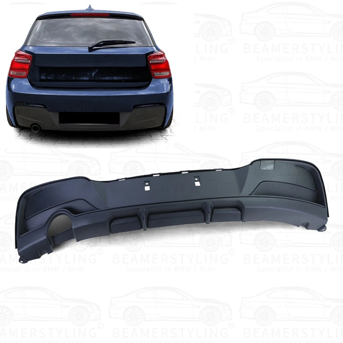 Diffuser - BMW F20 / F21 - M Performance look - 1 Uitlaat links | 11-15