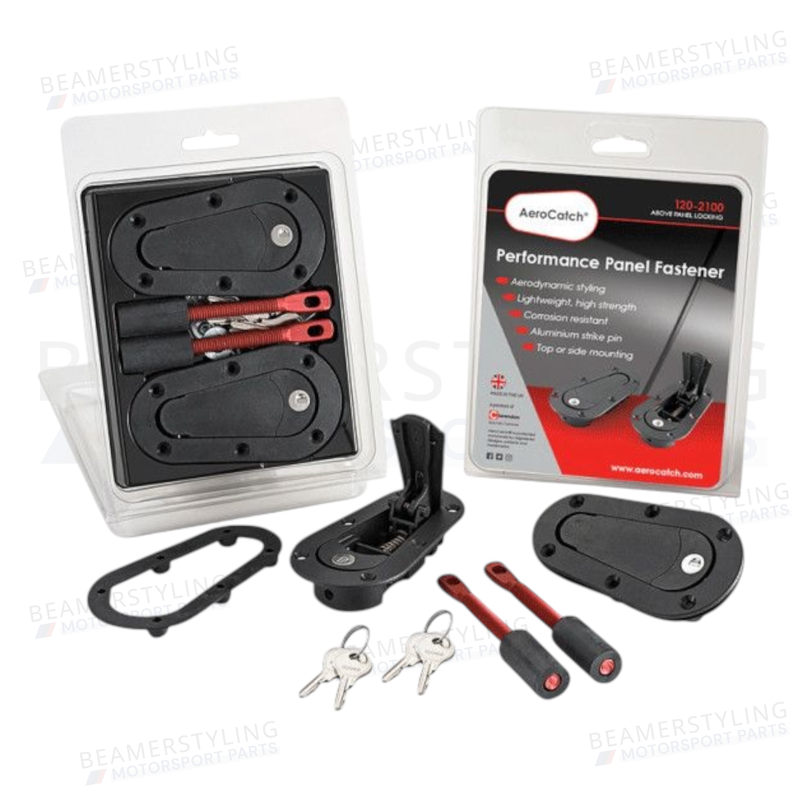 Hood Pins - AeroCatch® 120-2100 - Above Panel - Met slot | ABS/Aluminium