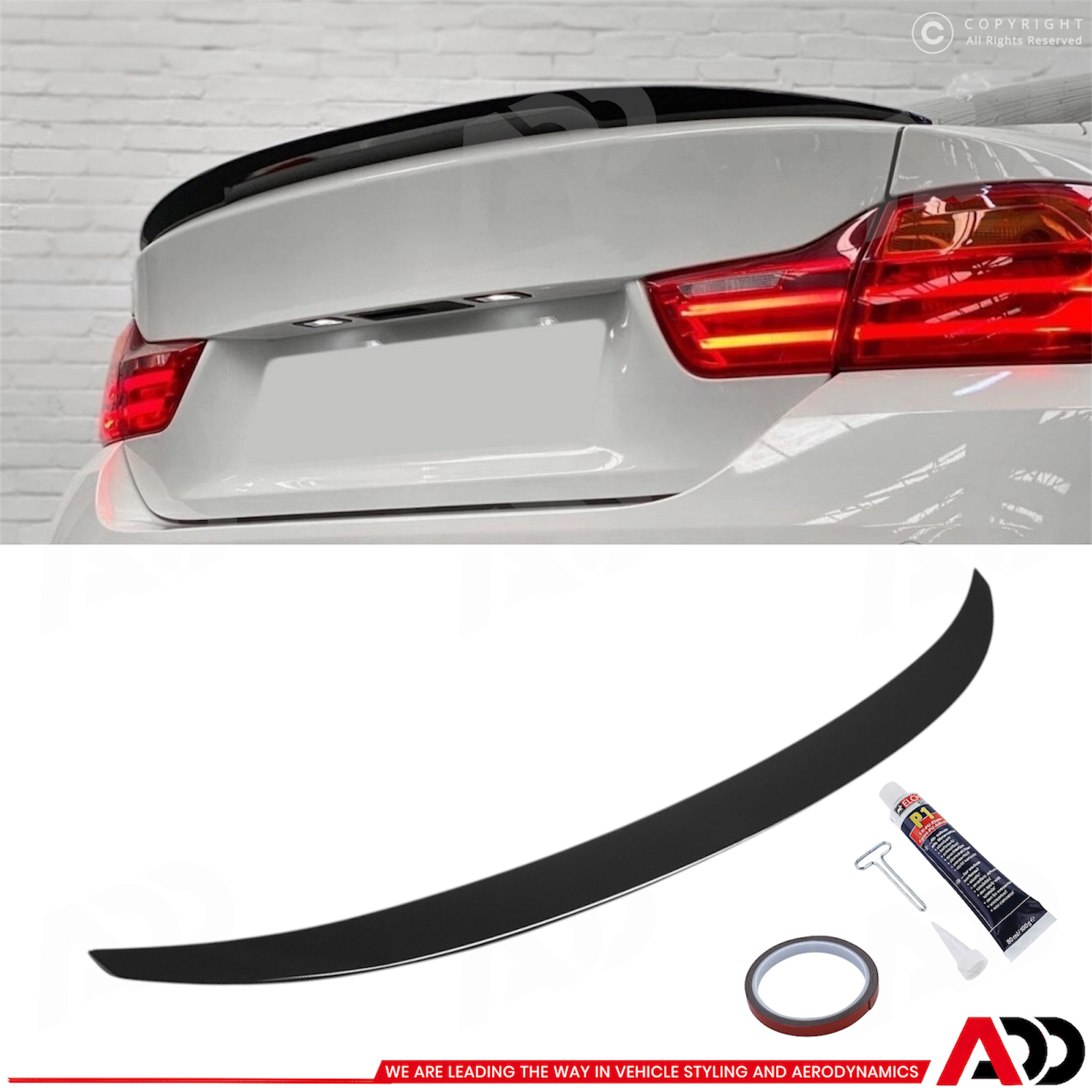 Spoiler - BMW F36 Gran Coupé - M Performance look V2 - Hoogglans zwart | 14-21
