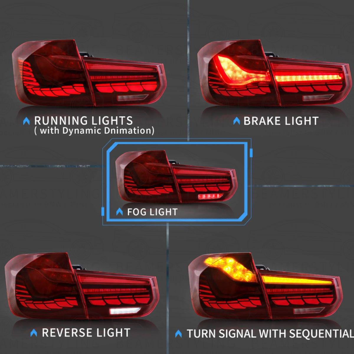 OLED Tail Lights - BMW F30 & F80 - GTS Design - Red | 2011-2019