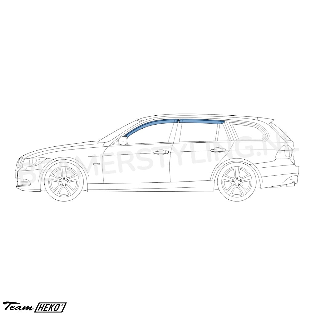 Zijwindschermen - BMW 3 Serie E91 Touring - V + A ramen - Dark Smoke | Heko