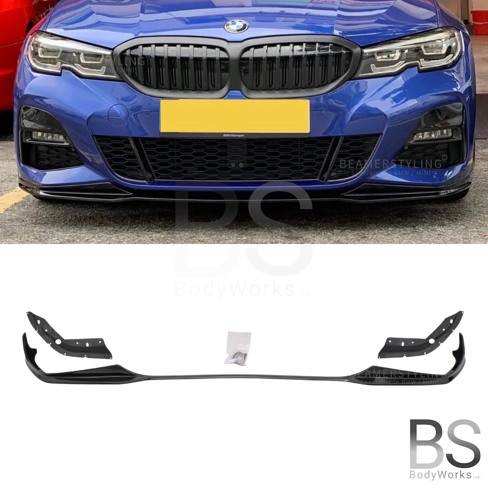 Front lip - BMW 3 Serie G20 / G21 - M Performance look V2 - Hoogglans zwart | 19-22