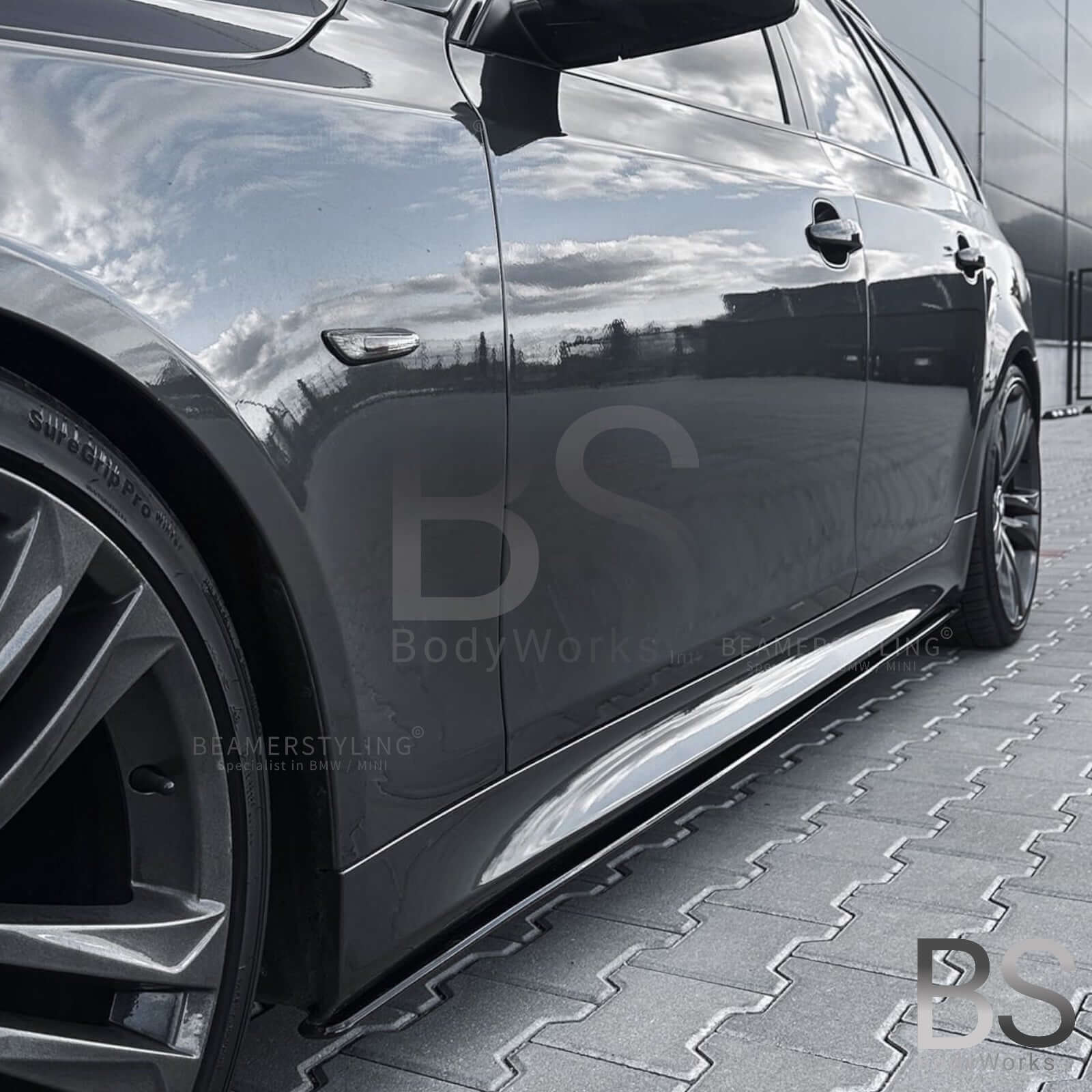 Side Skirts Extensions - BMW E60 / E61 - M Pakket - Hoogglans Zwart | 03-10