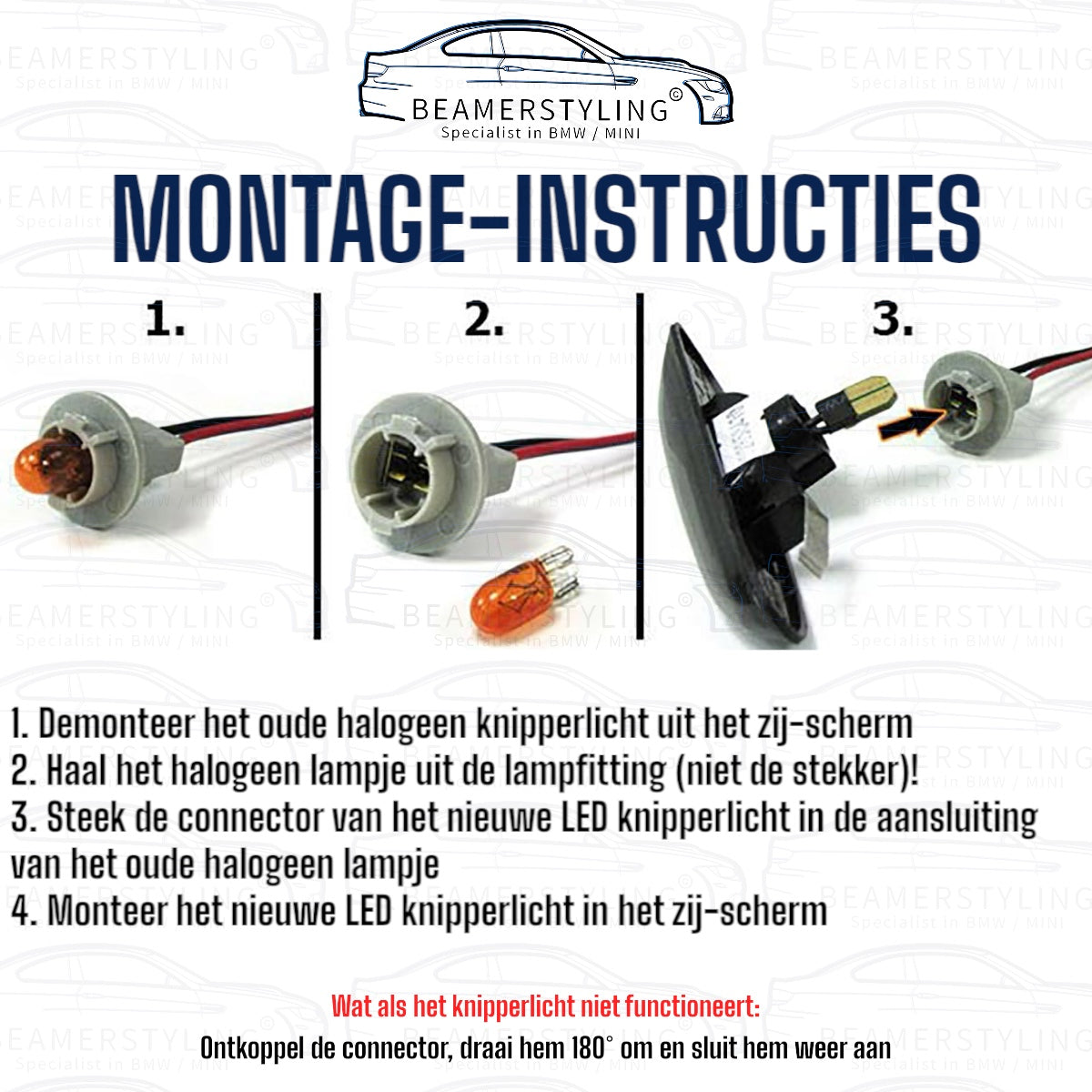 Knipperlichten - LED - Dynamisch - BMW E81 / E87 / E82 / E46 / E90 / E91 / E92 / E93 / E60 / E61