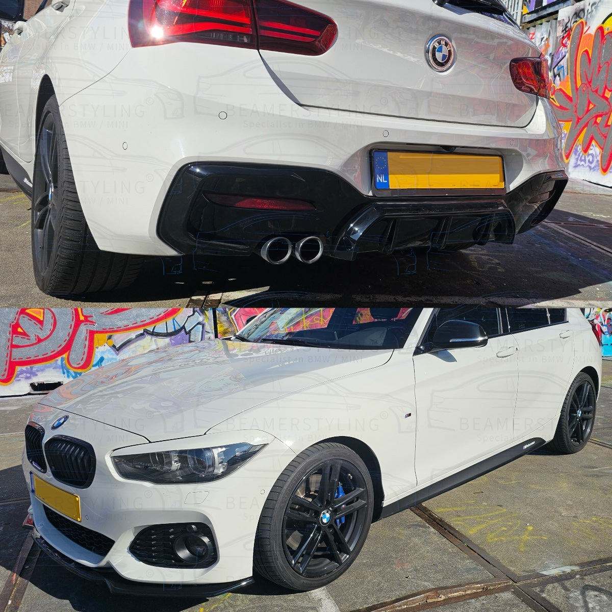 Diffuser - BMW 1 Serie F20LCI / F21LCI - M Performance Look - Hoogglans Zwart | 03/2015-2019