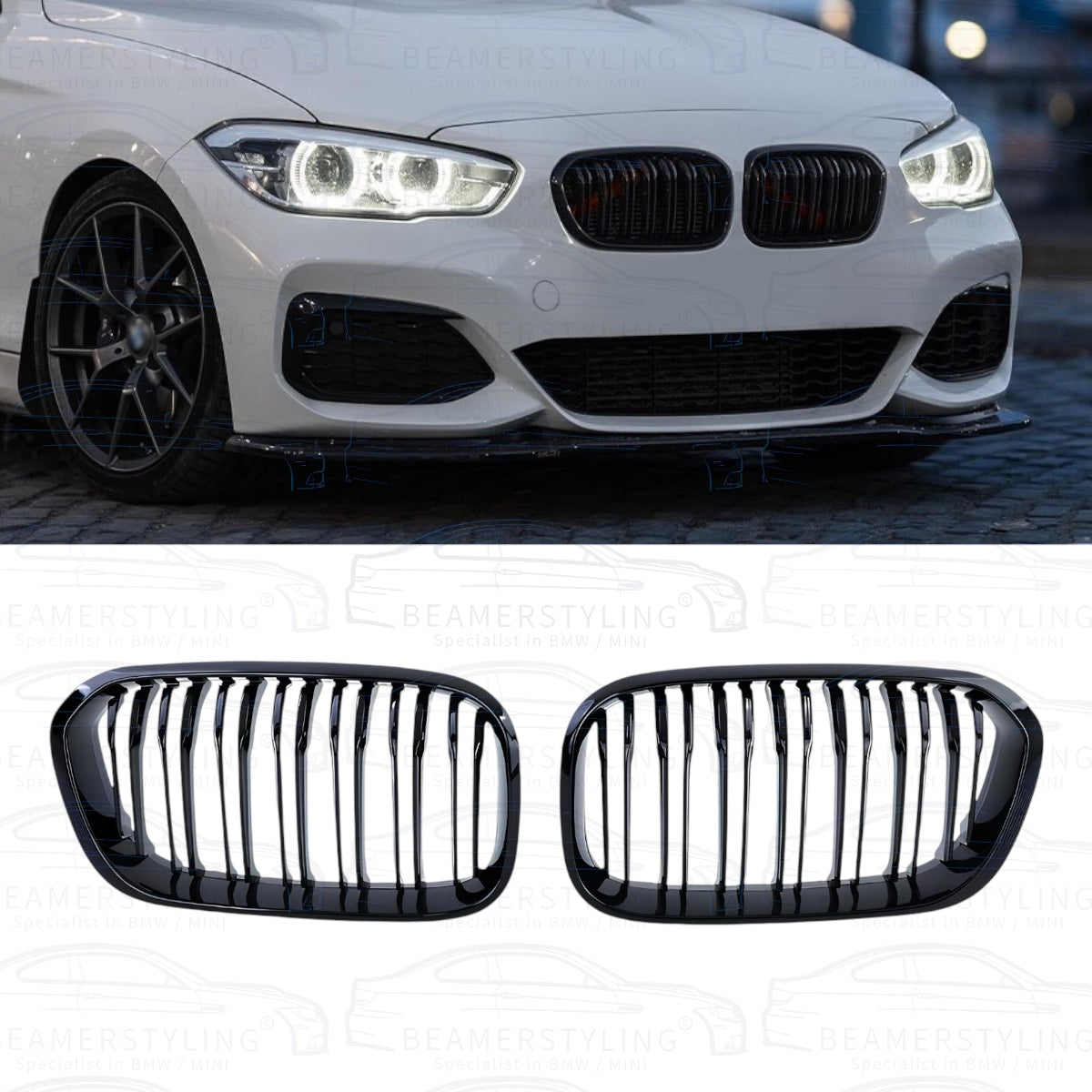 Nieren - BMW F20LCI / F21LCI - M Optiek - Hoogglans Zwart | 2015-2019