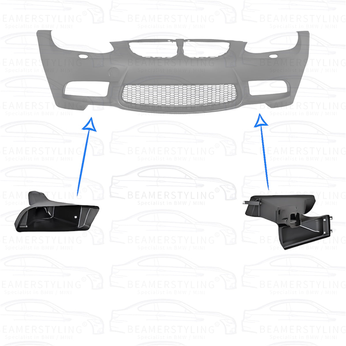 Air Scoops - BMW E92 / E93 - Voor M3 look voorbumper | 06-10