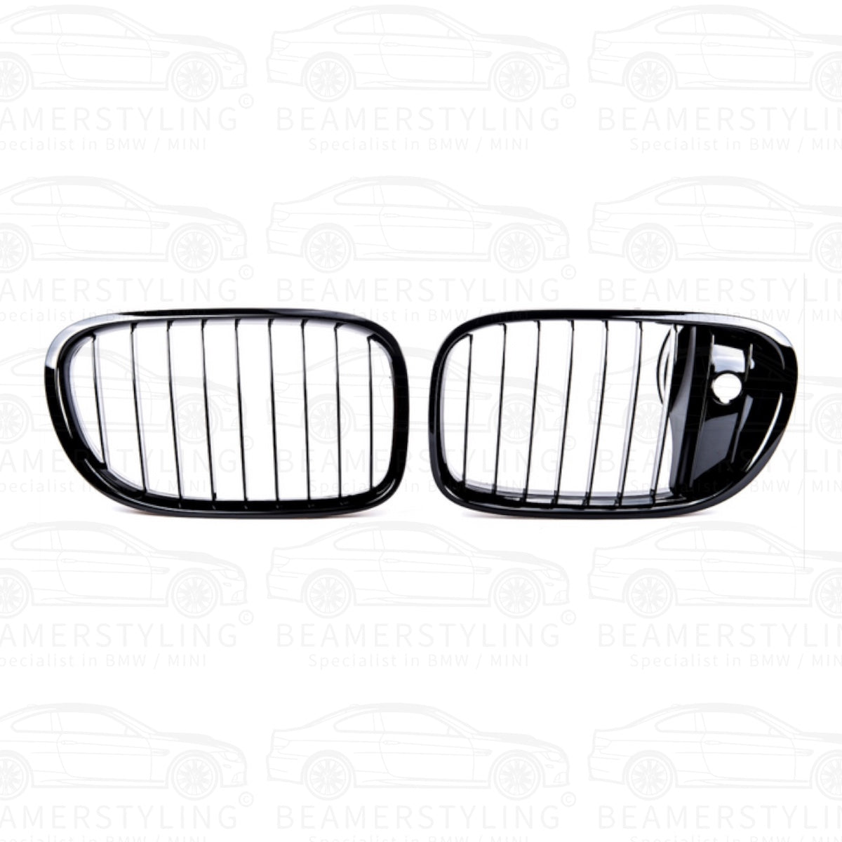 Nieren - BMW 7 Serie F01 / F02 LCI - Met Camera - Hoogglans Zwart | 07/2012-2015