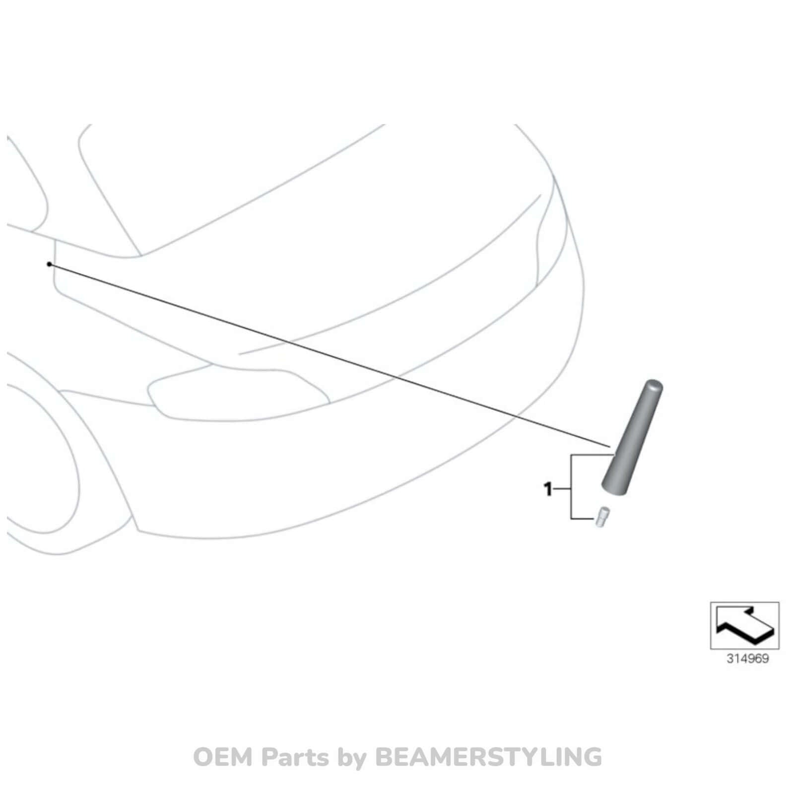 BMW Sport Antenne - Staafantenne - Kort - Origineel BMW | 65202296761