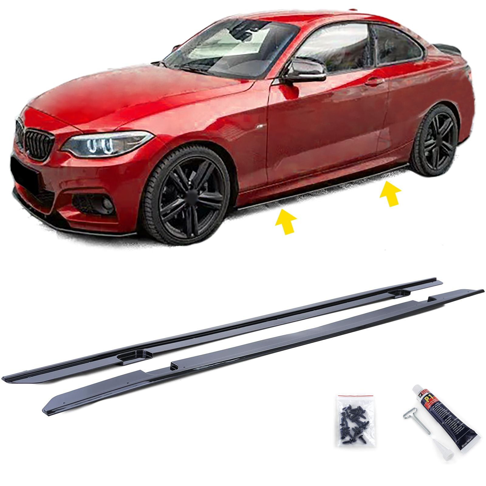 Side skirts extensions - BMW 2 Serie F22 / F23 - Hoogglans zwart | 13-21