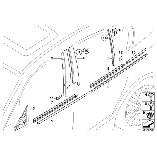 Afwerking Kolom B - BMW 1 Serie E87 LCI - Achter | 2007 - 2012 — Rechtsachter - Beamerstyling.nl