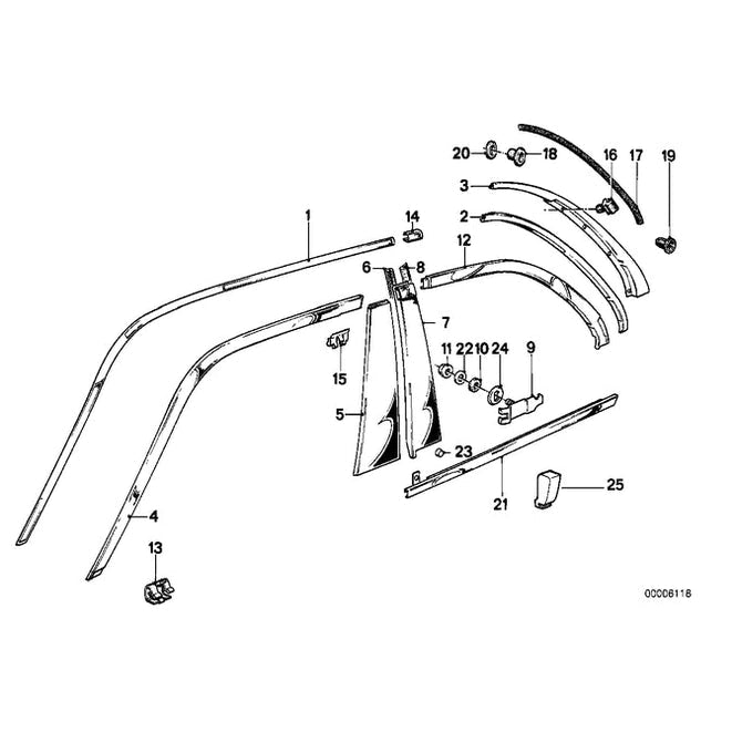 Brug Voor Sierlijst Dakgoot - BMW E30 - Zwart | Origineel BMW — Links (Bestuurderskant) - Beamerstyling.nl