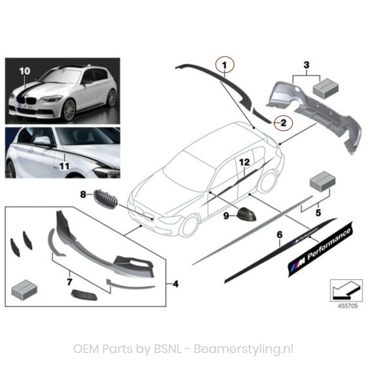 Dakspoiler + Vinnen - BMW 1 Serie F20 / F21 - Origineel BMW - M Performance | 11 - 19 - Beamerstyling.nl