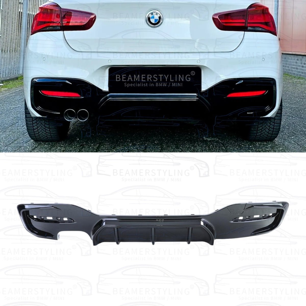 Diffuser - BMW 1 Serie F20LCI / F21LCI - M Performance Look - Hoogglans Zwart | 03/2015 - 2019 - Beamerstyling.nl