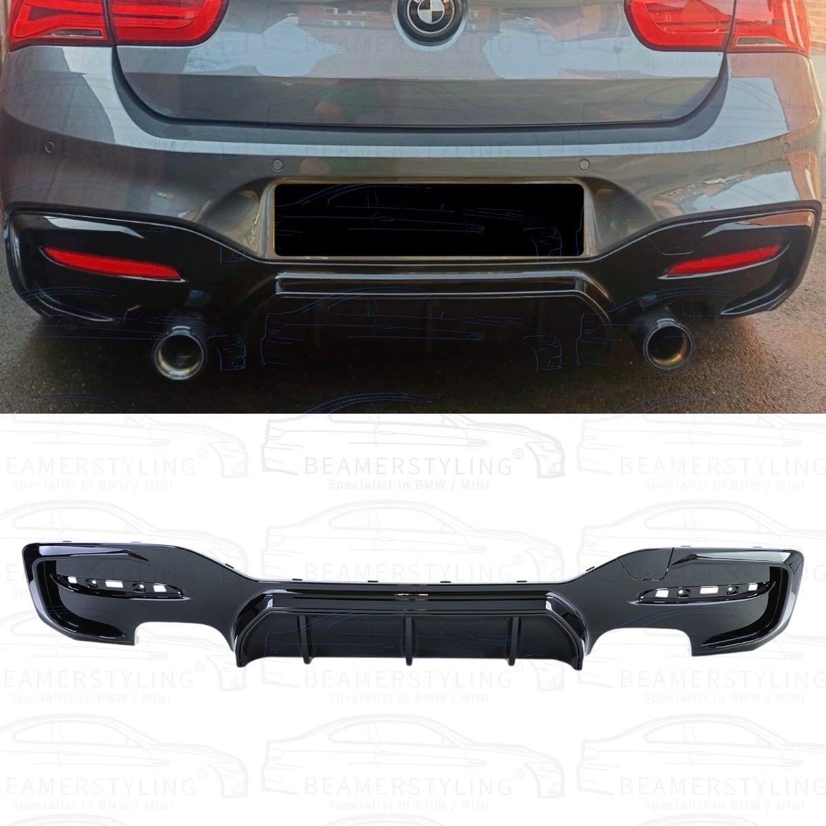 Diffuser - BMW 1 Serie F20LCI / F21LCI - M Performance Look V2 - M135I/M140I - Hoogglans Zwart | 03/2015 - 2019 - Beamerstyling.nl