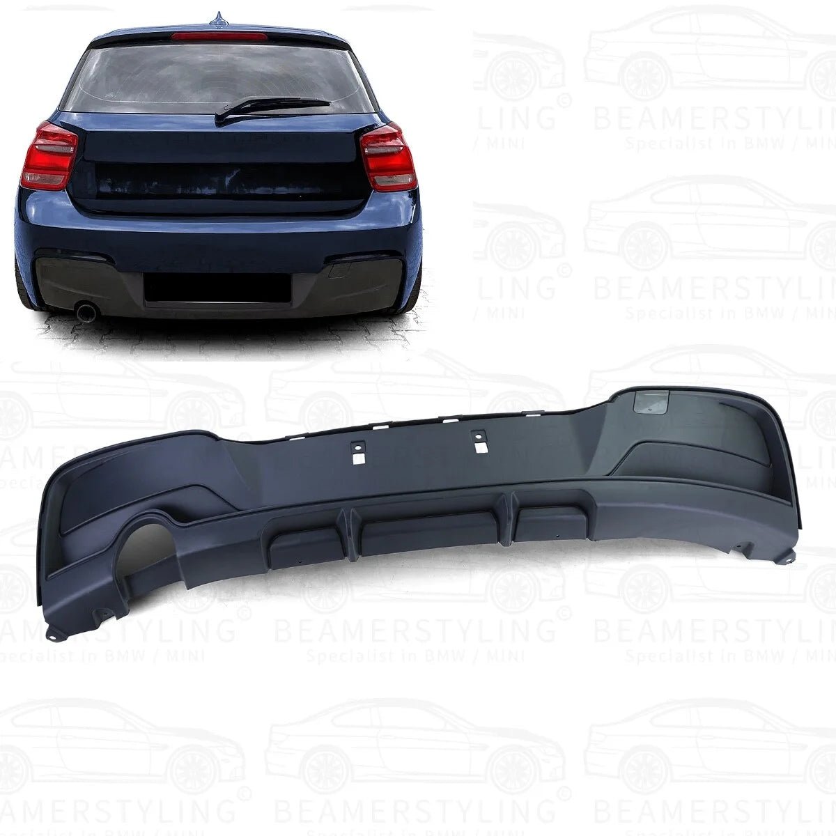Diffuser - BMW F20 / F21 - M Performance look - 1 Uitlaat links | 11 - 15 - Beamerstyling.nl