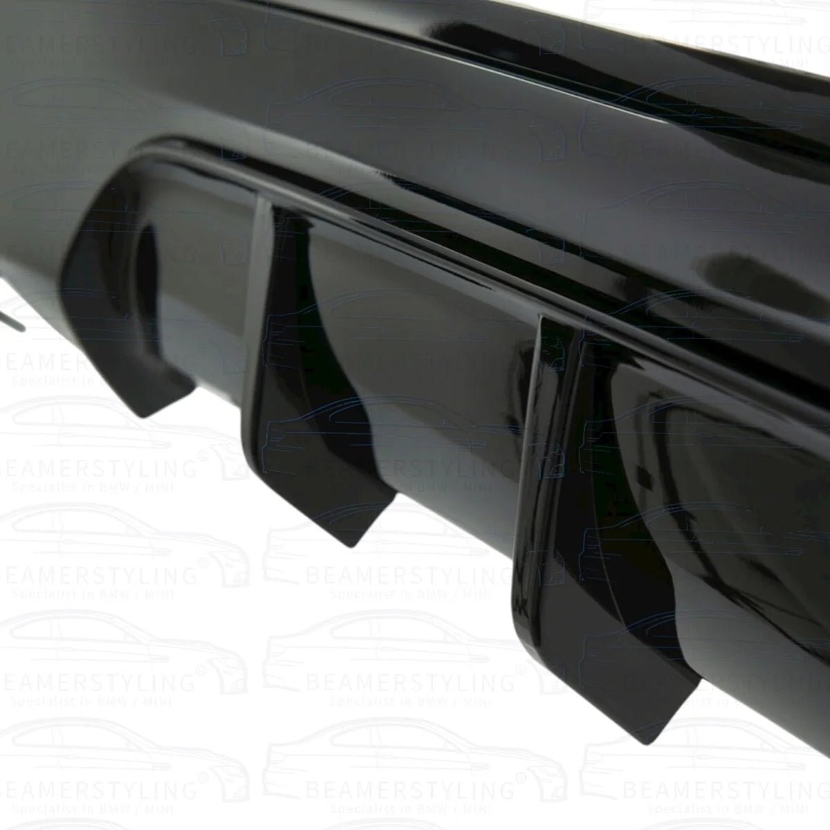 Diffuser - BMW F22 / F23 - M Performance look - Hoogglans zwart - 1 uitlaat links | 14 - 21 - Beamerstyling.nl