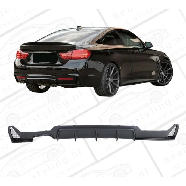 Diffuser - BMW F32 / F33 / F36 - Performance Look - 4 Uitlaten - Mat Zwart - Beamerstyling.nl