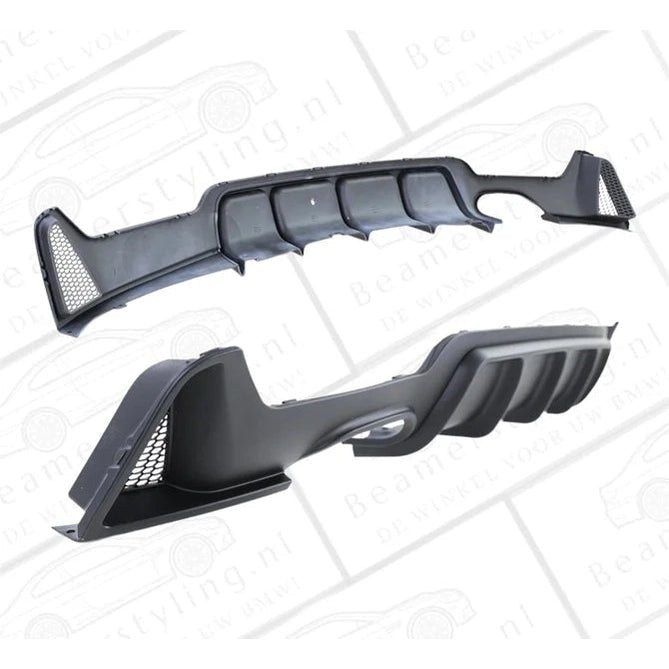Diffuser - BMW F32 / F33 / F36 - Performance Look - 4 Uitlaten - Mat Zwart - Beamerstyling.nl
