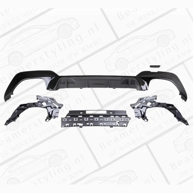 Diffuser - BMW G20 / G21 - M340I - M Performance Look - Hoogglans Zwart / Carbon | 2019-2022 - Beamerstyling.nl