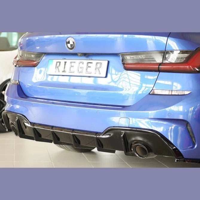 Diffuser - BMW G20 / G21 - Rieger Tuning - Zonder Trekhaak | 19 - 22 — Hoogglans Zwart - Beamerstyling.nl
