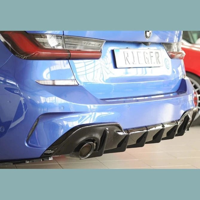 Diffuser - BMW G20 / G21 - Rieger Tuning - Zonder Trekhaak | 19 - 22 — Hoogglans Zwart - Beamerstyling.nl