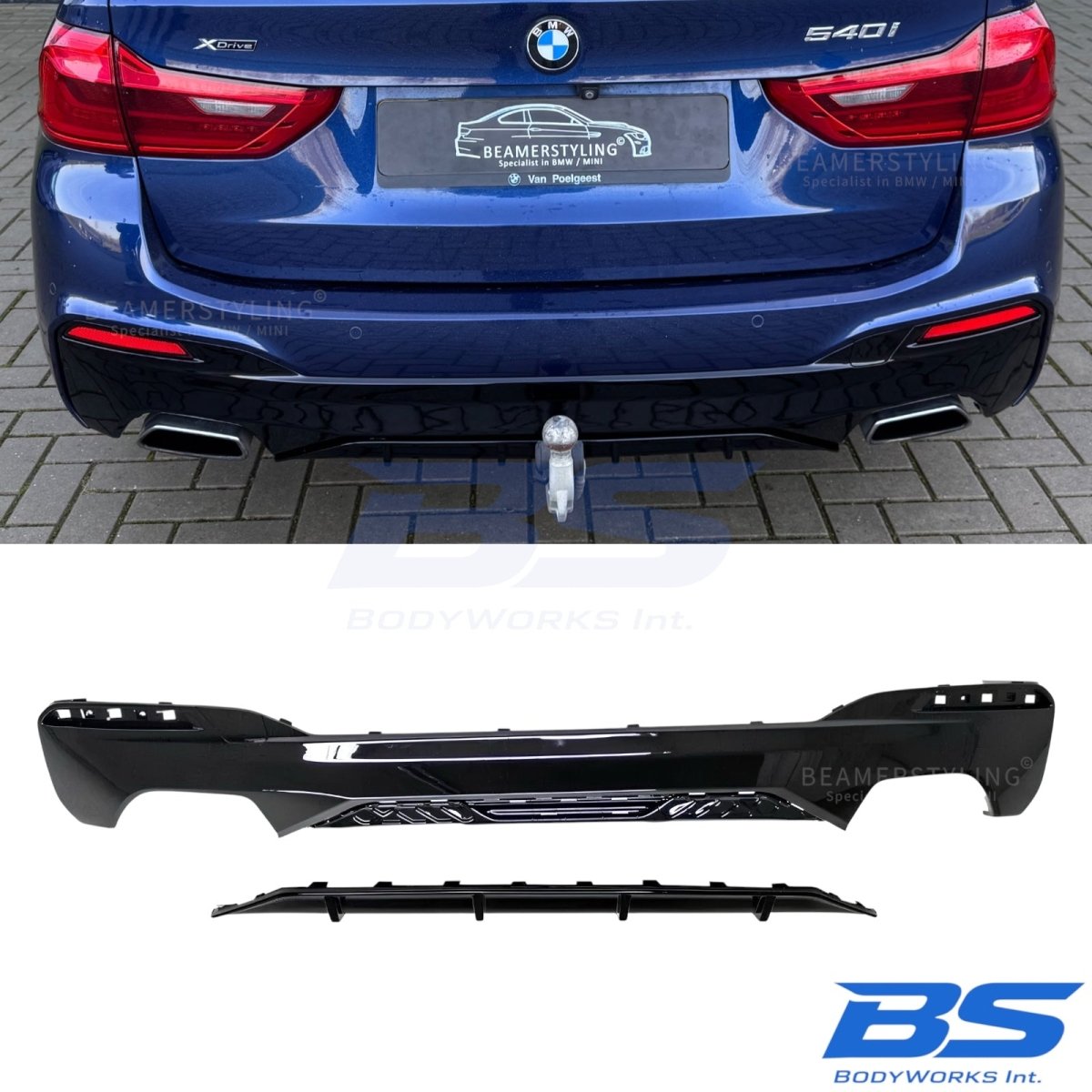 Diffuser - BMW G30 / G31 - M Performance Look - Hoogglans Zwart | 17-23 - Beamerstyling.nl
