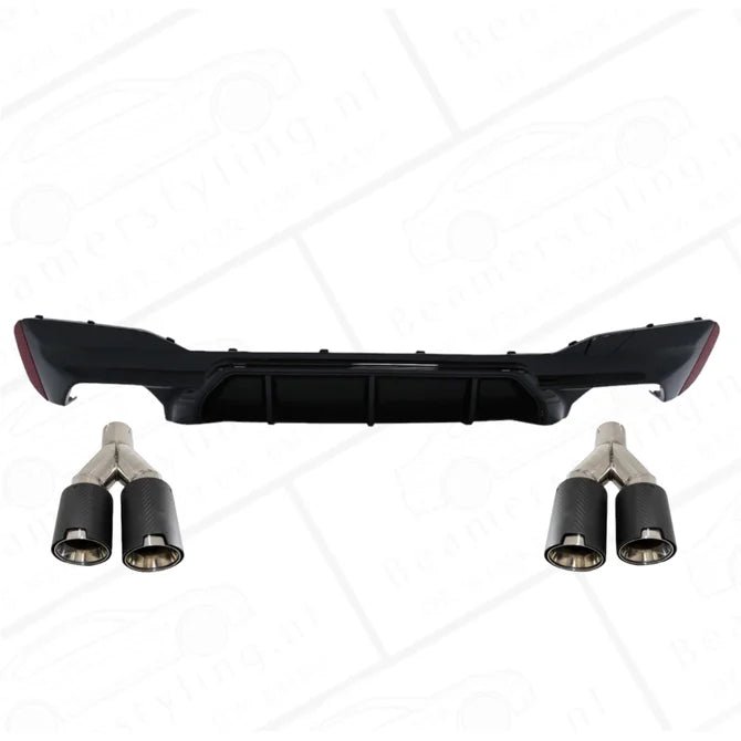 Diffuser - BMW G30 / G31 - M5 Look - Hoogglans Zwart - Incl Carbon Sierstukken - Beamerstyling.nl