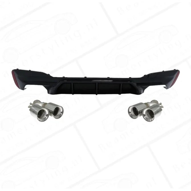 Diffuser - BMW G30 / G31 - M5 Look - Hoogglans Zwart - Incl Sierstukken Chroom - Beamerstyling.nl