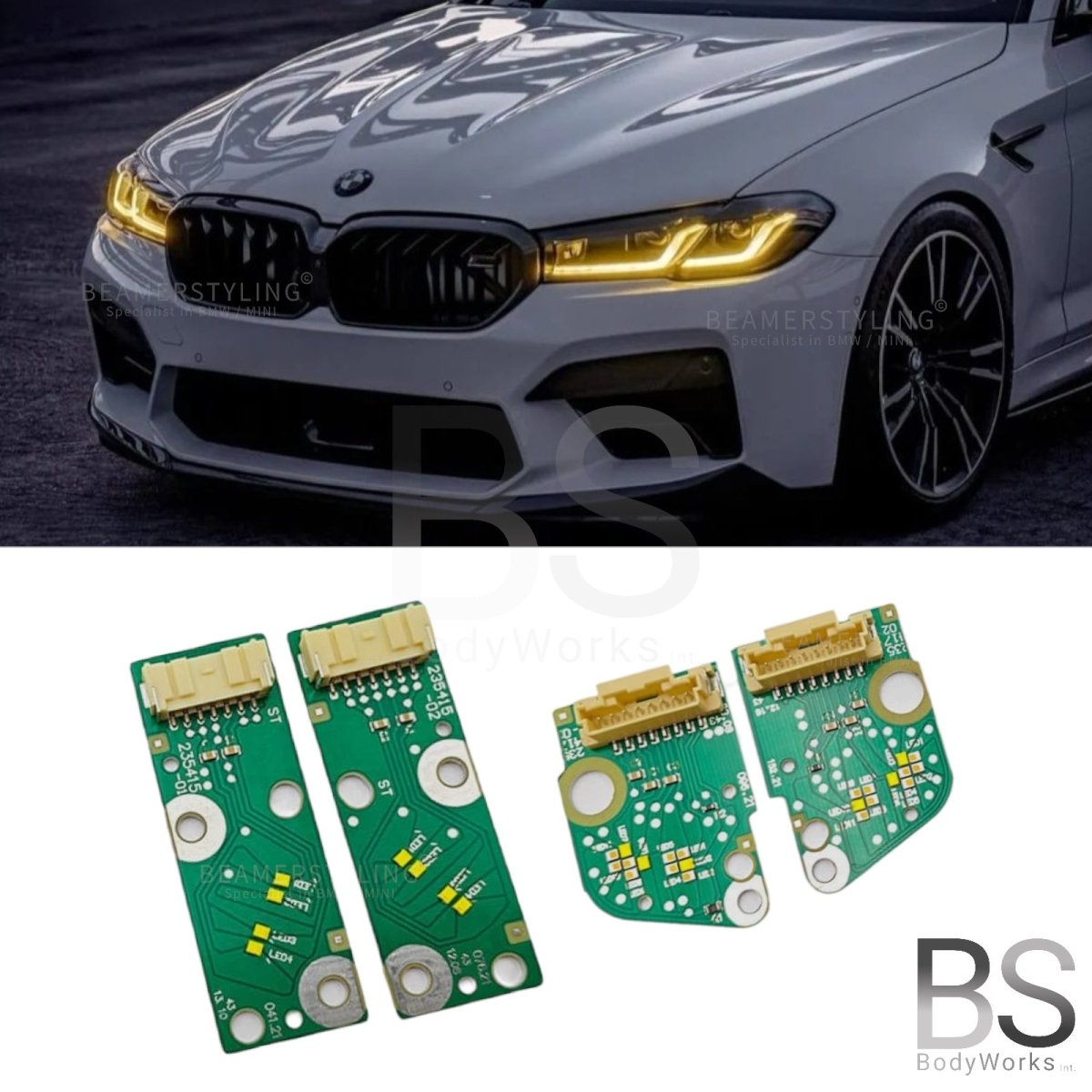 Drl Modules - BMW 5 Serie G30LCI / G31LCI - Yellow LED - CSL Style | 21 - 24 - Beamerstyling.nl