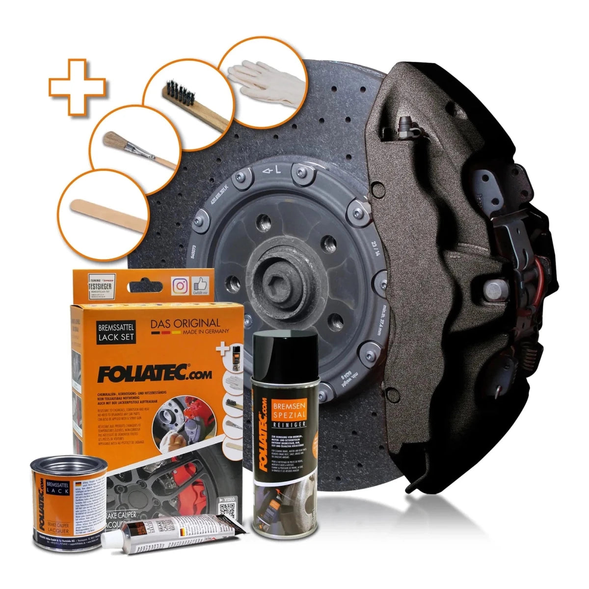 Foliatec® Remklauwverf - 3 Componenten Lak - Complete 7 - Delige Kit | Carbon Metallic - Beamerstyling.nl