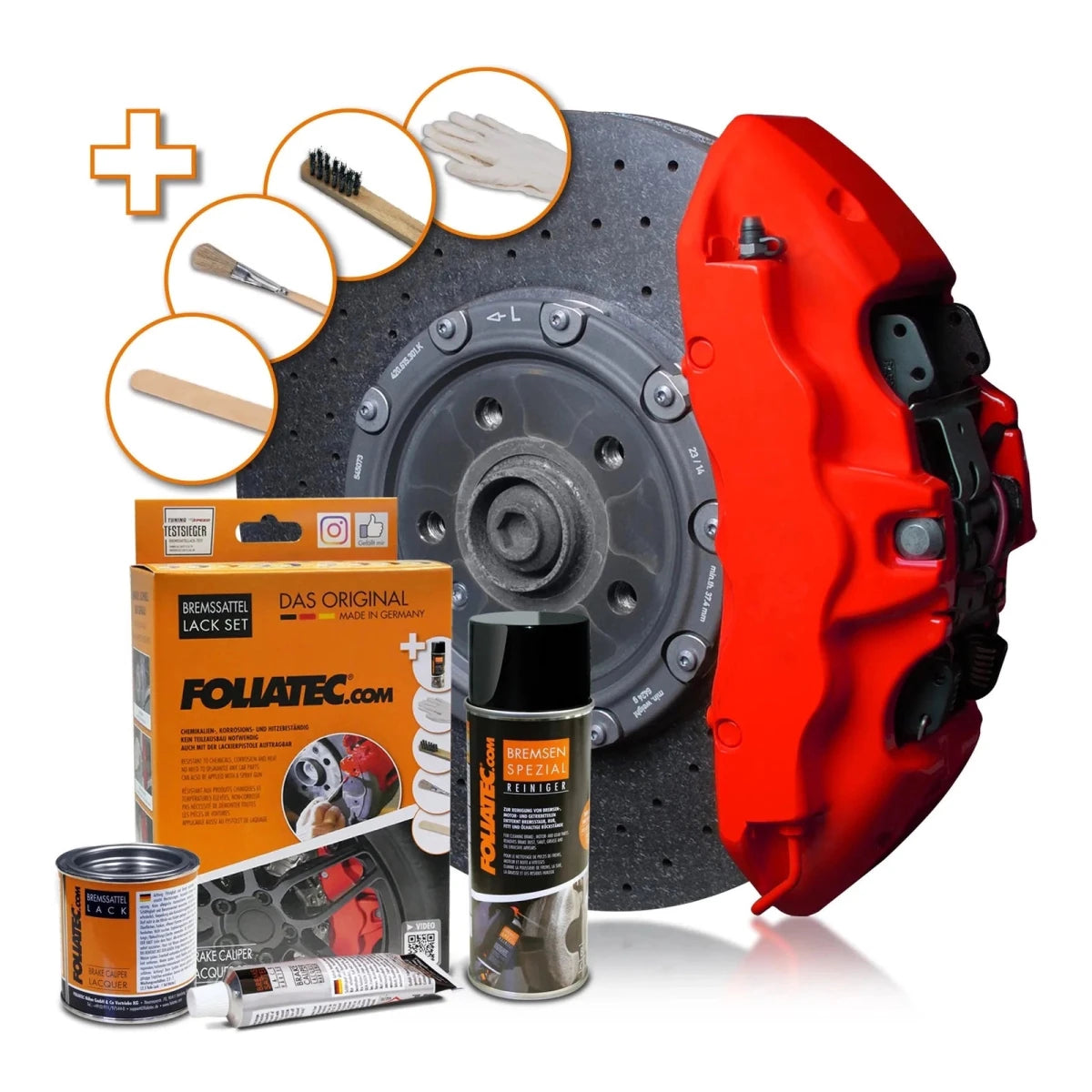 Foliatec® Remklauwverf - 3 Componenten Lak - Complete 7 - Delige Kit | Racing Rosso Matt - Beamerstyling.nl