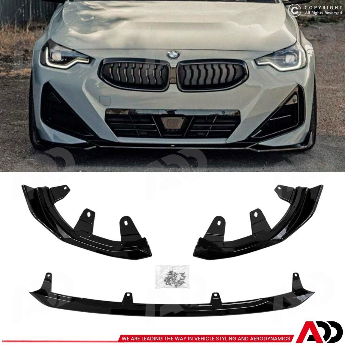 Front Lip - BMW 2 Serie G42 Coupé - M Performance look - Hoogglans Zwart | 2021+ - Beamerstyling.nl